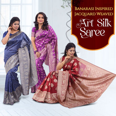 Banarasi Inspired Jacquard Weaved Art Silk Saree (BJS-2)
