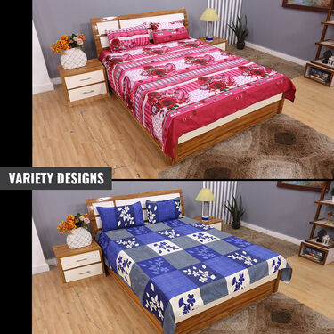Pack of 8 Petal & Pattern Double Bedsheets Set (8BS46)