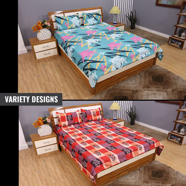 Pack of 8 Petal & Pattern Double Bedsheets Set (8BS46)