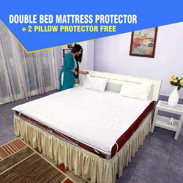 Double Bed Mattress Protector Sheet with 2 Pillow Protector