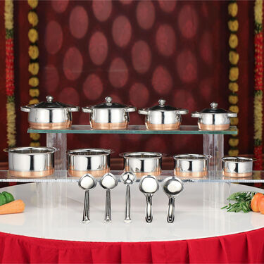 18 Pcs Stainless Steel Copper Coated Cook & Serve Set (18CC1)