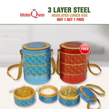 3 layer Steel Insulated lunch Box B1G1 (3LBO)