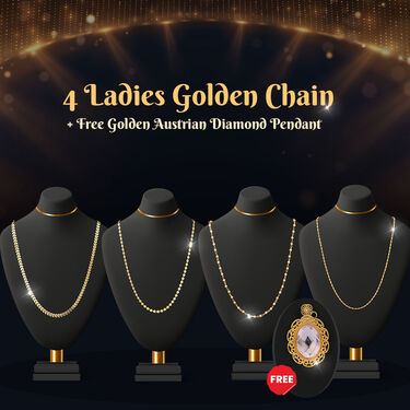 4 Ladies Golden Chain + Free Golden Austrian Diamond Pendant (4LGCFP2)