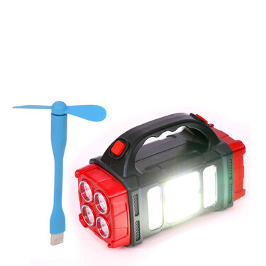 4-in-1 Big Solar Torch with Inbuilt Emergency Powerbank And Free Adjustable USB Fan (PB8)