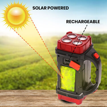 4-in-1 Big Solar Torch with Inbuilt Emergency Powerbank And Free Adjustable USB Fan (PB8)