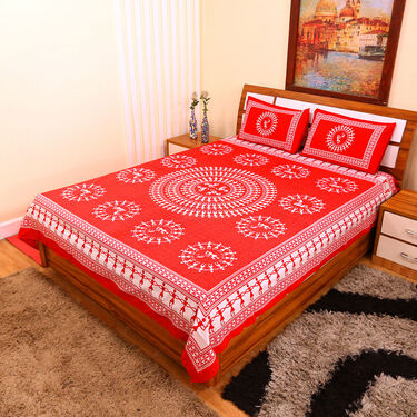 5 Jaipuri Ethenic Soft Cotton Rich Double Bedsheet + 10 Pillow Cover (5BS60)