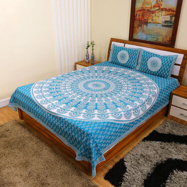 5 Jaipuri Ethenic Soft Cotton Rich Double Bedsheet + 10 Pillow Cover (5BS60)