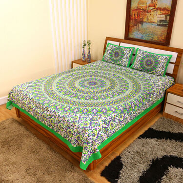 5 Jaipuri Ethenic Soft Cotton Rich Double Bedsheet + 10 Pillow Cover (5BS60)