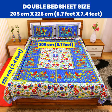 5 Jaipuri Ethenic Soft Cotton Rich Double Bedsheet + 10 Pillow Cover (5BS60)