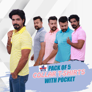 5 Cool Collar T-Shirt With Pocket (5PT20)