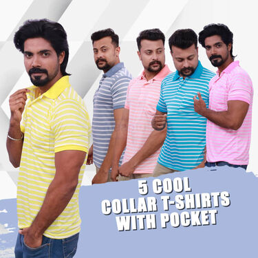 5 Cool Collar T-Shirt With Pocket (5PT20)