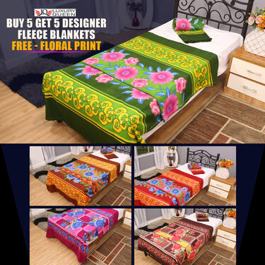 Buy 5 Get 5 Fleece Blankets - New Floral Print (B5G529)