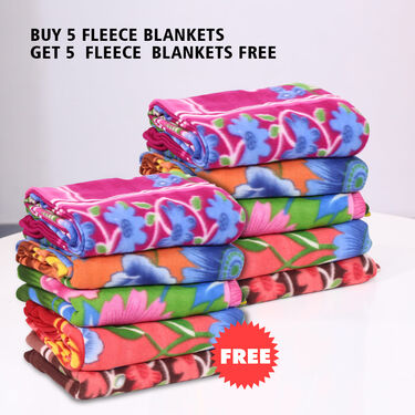 Buy 5 Get 5 Fleece Blankets - New Floral Print (B5G529)