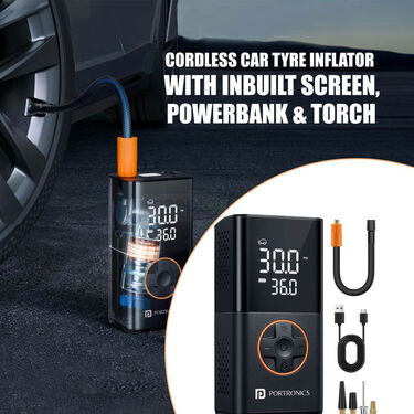 Cordless Car Tire Inflater With Inbuiilt Screen And PowerBank