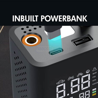 Cordless Car Tire Inflater With Inbuiilt Screen And PowerBank