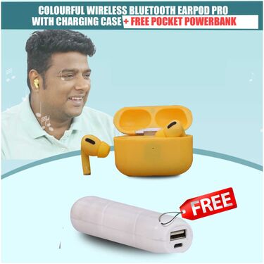 Colourful Wireless Bluetooth EarPod Pro With Charging Case + Free Pocket Powerbank (TWS36)