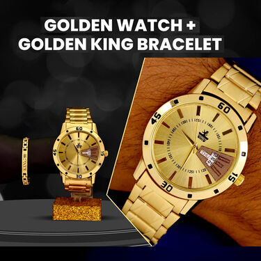 Golden Watch + Golden King Bracelet (MGWB4)