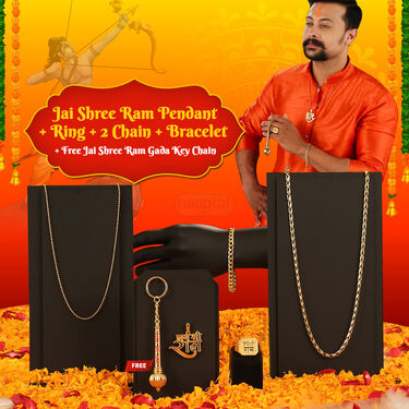 Shree Ram Pendant + Ring + 2 Chain + Bracelet + Free Shree Ram Gada KeyChain (MGJ35)