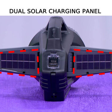 Rechargeable Powerful Flashlight With Dual Solar Panel (L38)