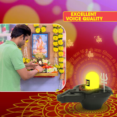 Rechargeable Shivling with Mantra & Light + Free 2 Water Sensor Diya (L46)