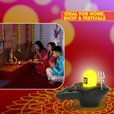 Rechargeable Shivling with Mantra & Light + Free 2 Water Sensor Diya (L46)