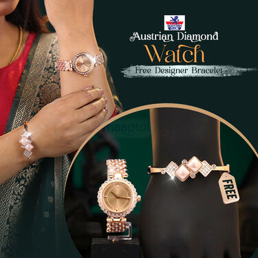 Austrian Diamond Ladies Watch + Free Bracelet (LWFB2)