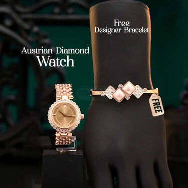 Austrian Diamond Ladies Watch + Free Bracelet (LWFB2)