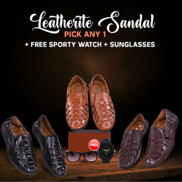 Leatherite Sandals Pick Any 1 Free Sporty Watch And Sunglasses (SW61)