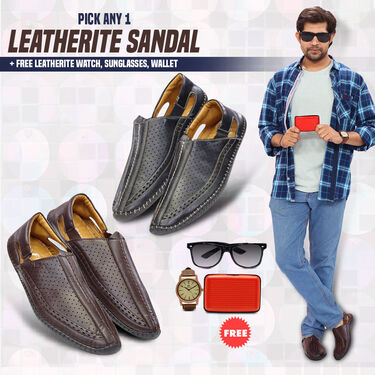 Leatherite Sandal Pick Any 1 Free leatherite watch + Sunglasses + Wallet (SW87)