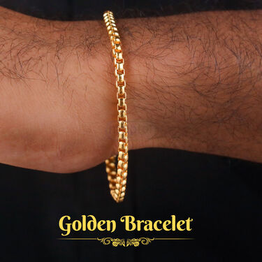 Mens Golden Watch + 2 Chain +  Bracelet + Ring (MGW2CBR12)