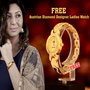 Men's Golden Watch with Free Designer Ladies Watch