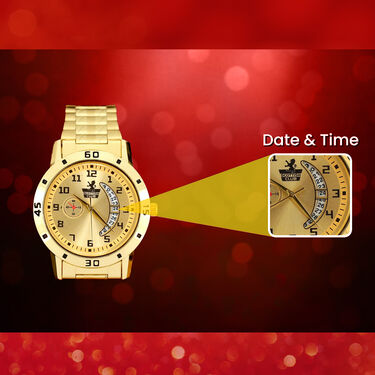 Men's Golden Watch with Free Designer Ladies Watch (MLGW2)