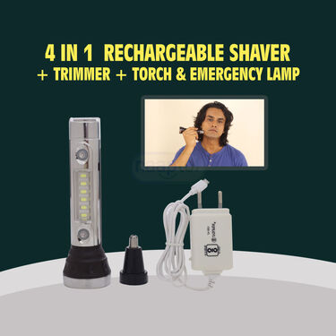 4 In 1 Rechargeable Shaver Trimmer Torch & Emergency Lamp (PS12T)