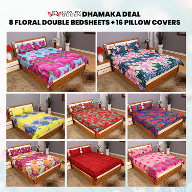Pack of 8 Petal Bloom Double Bedsheets Set (8BS48)