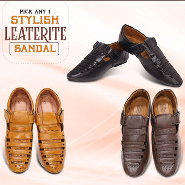 Pick Any 1 Stylish Leatherite Sandals + Free Watch And Sunglasses (SW76)