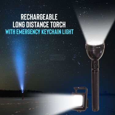 Rechargeable Long Distance Torch with Emergency Keychain Light (L28)