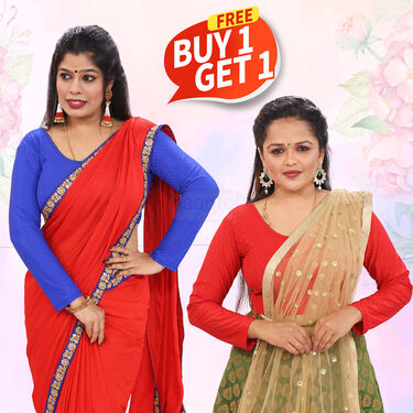 Lycra Full Sleeve Blouse - Buy 1 Get 1 Free (2LB1)