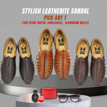 Stylish Open Leatherite Sandals - Pick Any 1 Free Sports Watch + Sunglasses + Aluminium Wallet (SW66)